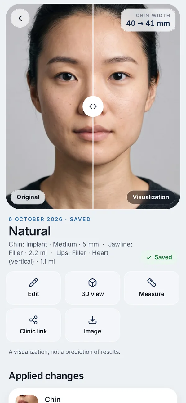Veylo app screen: Optional realistic view